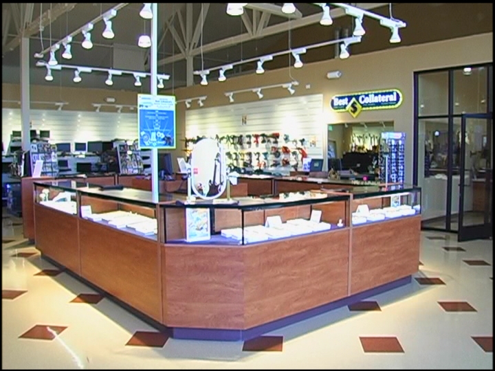 Beautifully lit jewelry cases in our San Mateo Location.